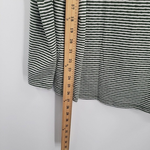 Quacker Factory Striped Hooded Knit Jacket Womens Large Green White Full Zip - Picture 8 of 12